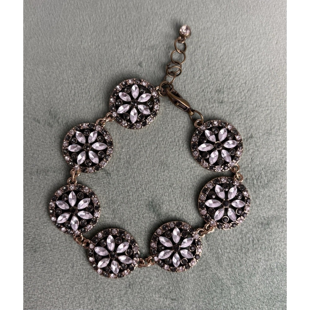 Handmade Bracelet Crystal Gold Flowers Coquette Feminine‎ Elegant 8-9" P079